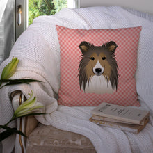Load image into Gallery viewer, Checkerboard Pink Sheltie Canvas Throw Pillow - 14x14 Decorative Pillow – Art for Your Home &amp; Patio BB1242PW1414