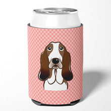 Load image into Gallery viewer, Checkerboard Pink Basset Hound Can or Bottle Hugger BB1243CC