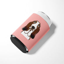 Load image into Gallery viewer, Checkerboard Pink Basset Hound Can or Bottle Hugger BB1243CC