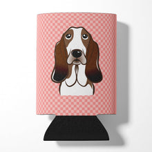 Load image into Gallery viewer, Checkerboard Pink Basset Hound Can or Bottle Hugger BB1243CC