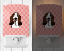 Load image into Gallery viewer, Checkerboard Pink Basset Hound Ceramic Night Light BB1243CNL