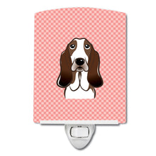 Load image into Gallery viewer, Checkerboard Pink Basset Hound Ceramic Night Light BB1243CNL