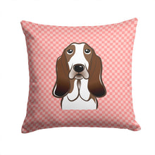 Load image into Gallery viewer, Checkerboard Pink Basset Hound Canvas Throw Pillow - 14x14 Decorative Pillow – Art for Your Home &amp; Patio BB1243PW1414