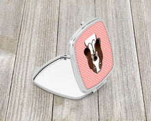 Load image into Gallery viewer, Checkerboard Pink Basset Hound Compact Mirror – Stylish Purse Mirror with Artistic Covers BB1243SCM