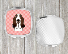 Load image into Gallery viewer, Checkerboard Pink Basset Hound Compact Mirror – Stylish Purse Mirror with Artistic Covers BB1243SCM