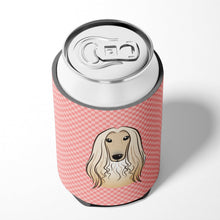 Load image into Gallery viewer, Checkerboard Pink Afghan Hound Can or Bottle Hugger BB1244CC