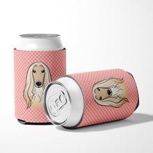 Load image into Gallery viewer, Checkerboard Pink Afghan Hound Can or Bottle Hugger BB1244CC