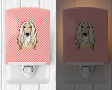 Load image into Gallery viewer, Checkerboard Pink Afghan Hound Ceramic Night Light BB1244CNL