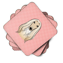 Load image into Gallery viewer, Checkerboard Pink Afghan Hound Coasters - Set of 4 Lightweight Foam, Absorbent Drink Coasters BB1244FC