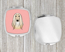 Load image into Gallery viewer, Checkerboard Pink Afghan Hound Compact Mirror – Stylish Purse Mirror with Artistic Covers BB1244SCM