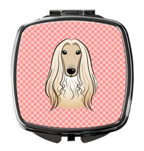 Load image into Gallery viewer, Checkerboard Pink Afghan Hound Compact Mirror – Stylish Purse Mirror with Artistic Covers BB1244SCM