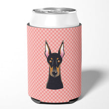 Load image into Gallery viewer, Checkerboard Pink Doberman Can or Bottle Hugger BB1245CC