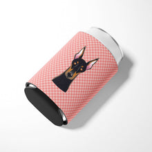 Load image into Gallery viewer, Checkerboard Pink Doberman Can or Bottle Hugger BB1245CC