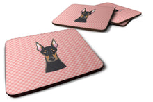 Load image into Gallery viewer, Checkerboard Pink Doberman Coasters - Set of 4 Lightweight Foam, Absorbent Drink Coasters BB1245FC