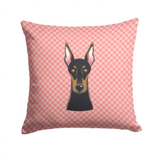 Load image into Gallery viewer, Checkerboard Pink Doberman Canvas Throw Pillow - 14x14 Decorative Pillow – Art for Your Home &amp; Patio BB1245PW1414