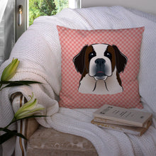 Load image into Gallery viewer, Checkerboard Pink Saint Bernard Canvas Throw Pillow - 14x14 Decorative Pillow – Art for Your Home &amp; Patio BB1246PW1414