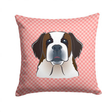Load image into Gallery viewer, Checkerboard Pink Saint Bernard Canvas Throw Pillow - 14x14 Decorative Pillow – Art for Your Home &amp; Patio BB1246PW1414