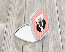 Load image into Gallery viewer, Checkerboard Pink Saint Bernard Compact Mirror – Stylish Purse Mirror with Artistic Covers BB1246SCM