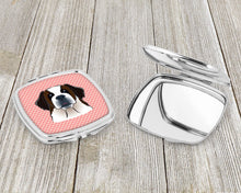 Load image into Gallery viewer, Checkerboard Pink Saint Bernard Compact Mirror – Stylish Purse Mirror with Artistic Covers BB1246SCM