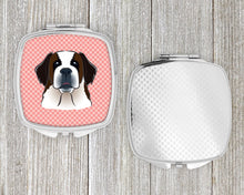 Load image into Gallery viewer, Checkerboard Pink Saint Bernard Compact Mirror – Stylish Purse Mirror with Artistic Covers BB1246SCM