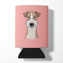 Load image into Gallery viewer, Checkerboard Pink Wire Haired Fox Terrier Can or Bottle Hugger BB1247CC