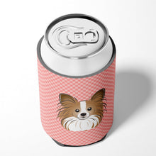Load image into Gallery viewer, Checkerboard Pink Papillon Can or Bottle Hugger BB1248CC