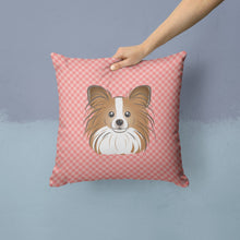 Load image into Gallery viewer, Checkerboard Pink Papillon Canvas Throw Pillow - 14x14 Decorative Pillow – Art for Your Home &amp; Patio BB1248PW1414