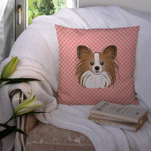 Load image into Gallery viewer, Checkerboard Pink Papillon Canvas Throw Pillow - 14x14 Decorative Pillow – Art for Your Home &amp; Patio BB1248PW1414