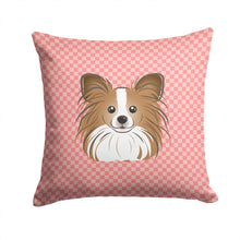Load image into Gallery viewer, Checkerboard Pink Papillon Canvas Throw Pillow - 14x14 Decorative Pillow – Art for Your Home &amp; Patio BB1248PW1414