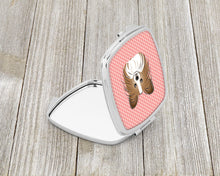 Load image into Gallery viewer, Checkerboard Pink Papillon Compact Mirror – Stylish Purse Mirror with Artistic Covers BB1248SCM