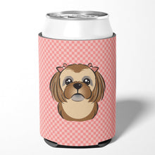 Load image into Gallery viewer, Checkerboard Pink Chocolate Brown Shih Tzu Can or Bottle Hugger BB1249CC