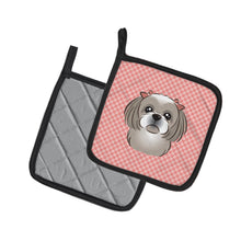 Load image into Gallery viewer, Checkerboard Pink Gray Silver Shih Tzu Pot Holders - Set of 2 - Heat-Resistant Kitchen Essentials BB1250PTHD
