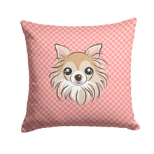 Load image into Gallery viewer, Checkerboard Pink Chihuahua Canvas Throw Pillow - 14x14 Decorative Pillow – Art for Your Home &amp; Patio BB1251PW1414