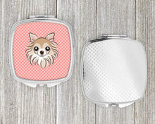 Load image into Gallery viewer, Checkerboard Pink Chihuahua Compact Mirror – Stylish Purse Mirror with Artistic Covers BB1251SCM