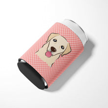 Load image into Gallery viewer, Checkerboard Pink Golden Retriever Can or Bottle Hugger BB1252CC