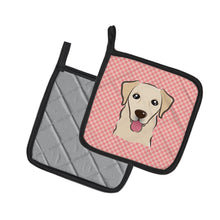 Load image into Gallery viewer, Checkerboard Pink Golden Retriever Pot Holders - Set of 2 - Heat-Resistant Kitchen Essentials BB1252PTHD