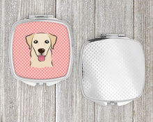 Load image into Gallery viewer, Checkerboard Pink Golden Retriever Compact Mirror – Stylish Purse Mirror with Artistic Covers BB1252SCM