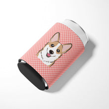 Load image into Gallery viewer, Checkerboard Pink Corgi Can or Bottle Hugger BB1253CC