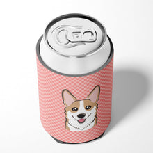 Load image into Gallery viewer, Checkerboard Pink Corgi Can or Bottle Hugger BB1253CC