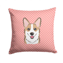 Load image into Gallery viewer, Checkerboard Pink Corgi Canvas Throw Pillow - 14x14 Decorative Pillow – Art for Your Home &amp; Patio BB1253PW1414