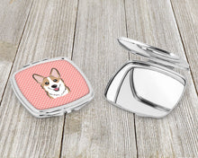Load image into Gallery viewer, Checkerboard Pink Corgi Compact Mirror – Stylish Purse Mirror with Artistic Covers BB1253SCM