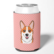 Load image into Gallery viewer, Checkerboard Pink Corgi Can or Bottle Hugger BB1254CC
