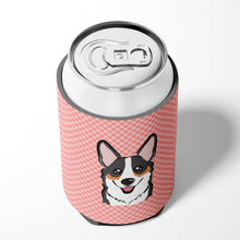 Load image into Gallery viewer, Checkerboard Pink Corgi Can or Bottle Hugger BB1255CC
