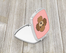 Load image into Gallery viewer, Checkerboard Pink Chocolate Brown Poodle Compact Mirror – Stylish Purse Mirror with Artistic Covers BB1256SCM