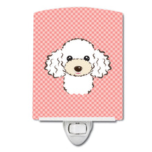 Load image into Gallery viewer, Checkerboard Pink White Poodle Ceramic Night Light BB1257CNL