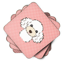 Load image into Gallery viewer, Checkerboard Pink White Poodle Coasters - Set of 4 Lightweight Foam, Absorbent Drink Coasters BB1257FC