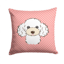 Load image into Gallery viewer, Checkerboard Pink White Poodle Canvas Throw Pillow - 14x14 Decorative Pillow – Art for Your Home &amp; Patio BB1257PW1414