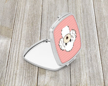 Load image into Gallery viewer, Checkerboard Pink White Poodle Compact Mirror – Stylish Purse Mirror with Artistic Covers BB1257SCM