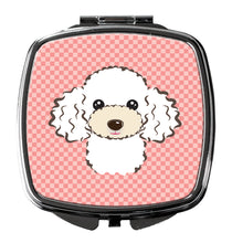 Load image into Gallery viewer, Checkerboard Pink White Poodle Compact Mirror – Stylish Purse Mirror with Artistic Covers BB1257SCM