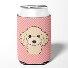 Load image into Gallery viewer, Checkerboard Pink Buff Poodle Can or Bottle Hugger BB1258CC